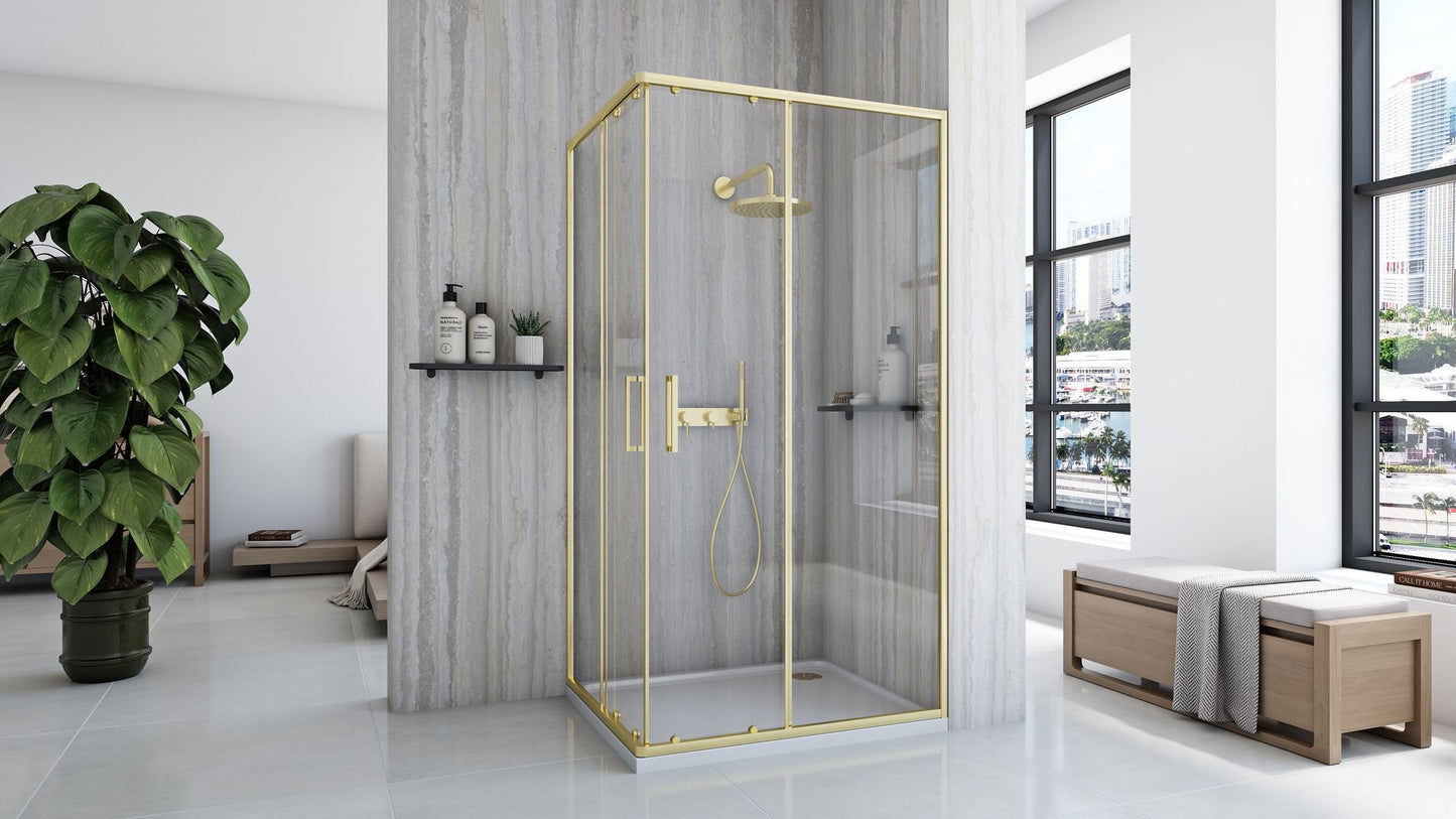 Cabină de duș Rea City 80x100 cm Brush Gold fara cadita 4