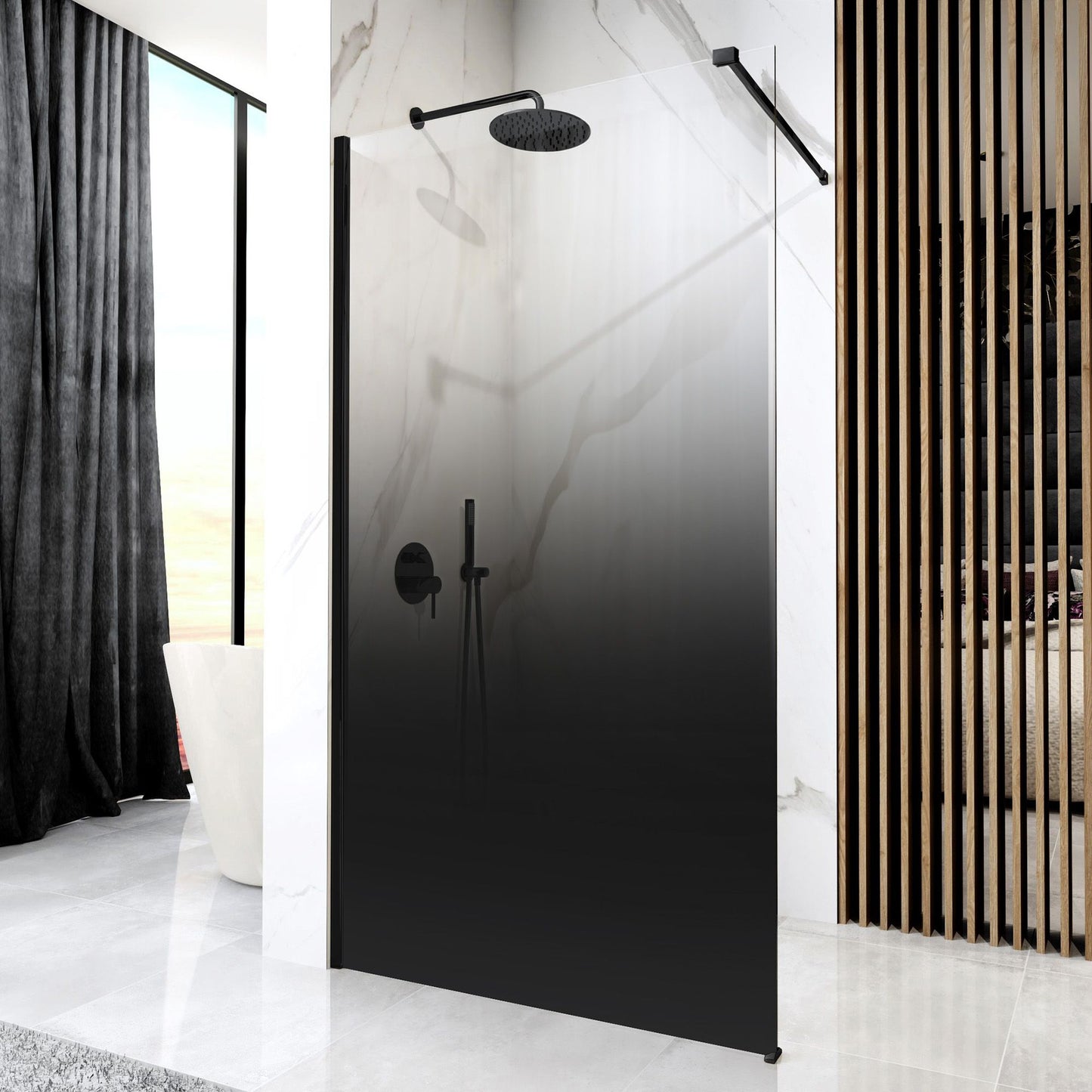 Paravan de dus Rea Aero Ombre Black/Black 90 2