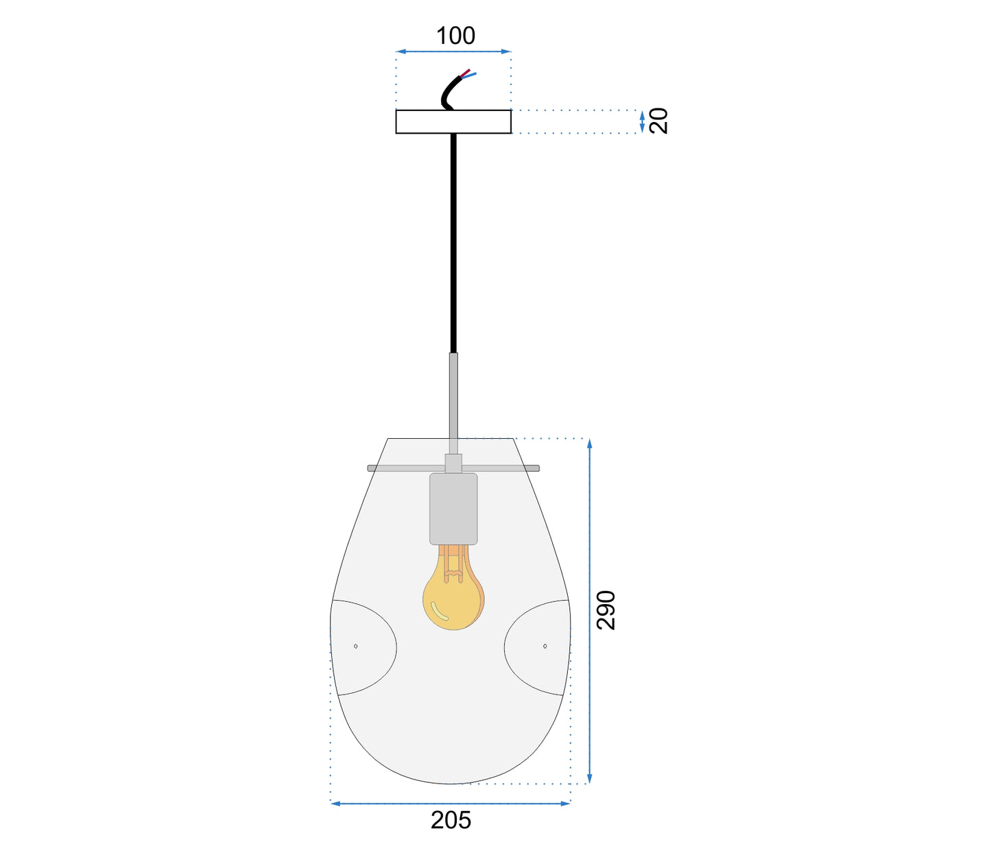 Lampa DE TAVAN SUSPENDABILA din sticla APP327-1CP Blue 6