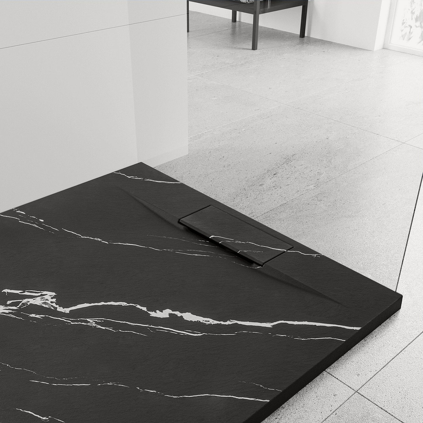 Cada de duș Bazalt CARRARA BLACK 90x90 5