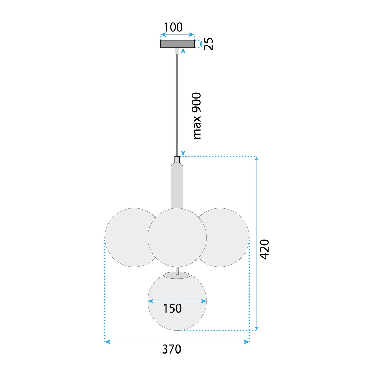 LAMPA SUFITOWA WISZĄCA ZŁOTA Z BIAŁYMI KULAMI APP1574-5CP 7