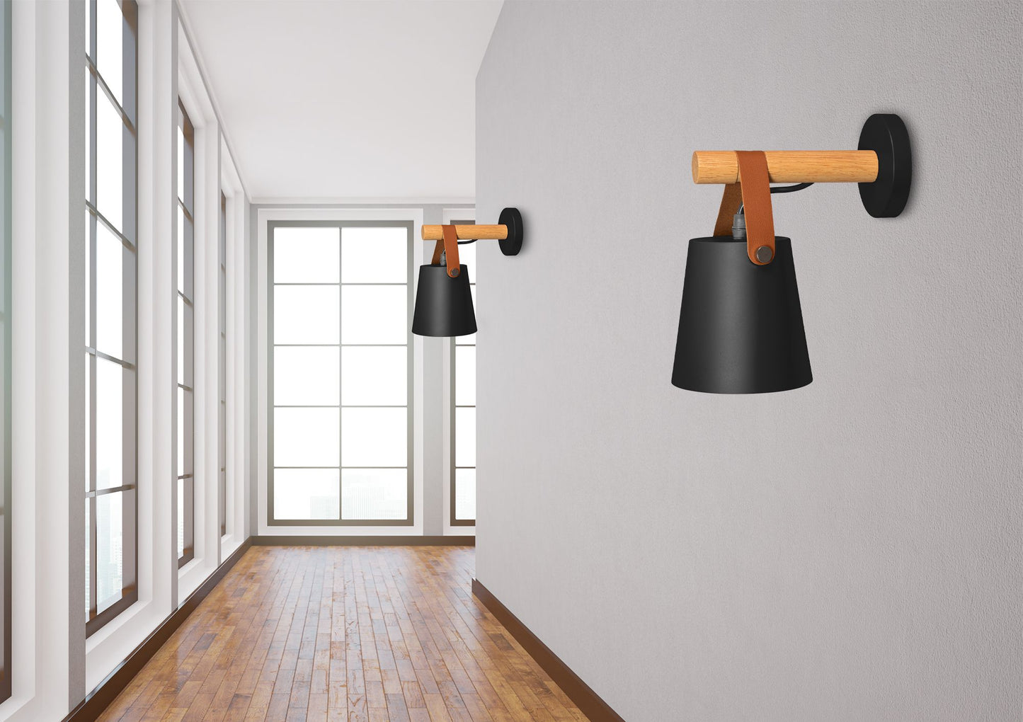 Lampă de perete din metal cu dungi negre APP466-1W Negru 3