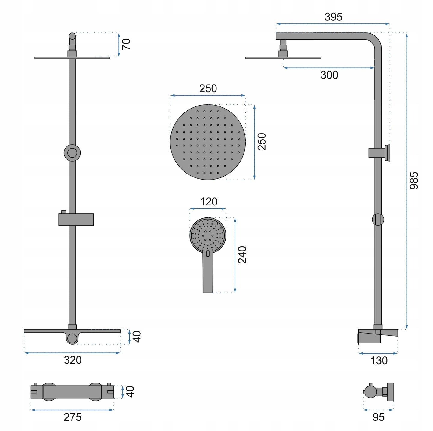 Set de dus cu termostat Rea MIKE Black 11