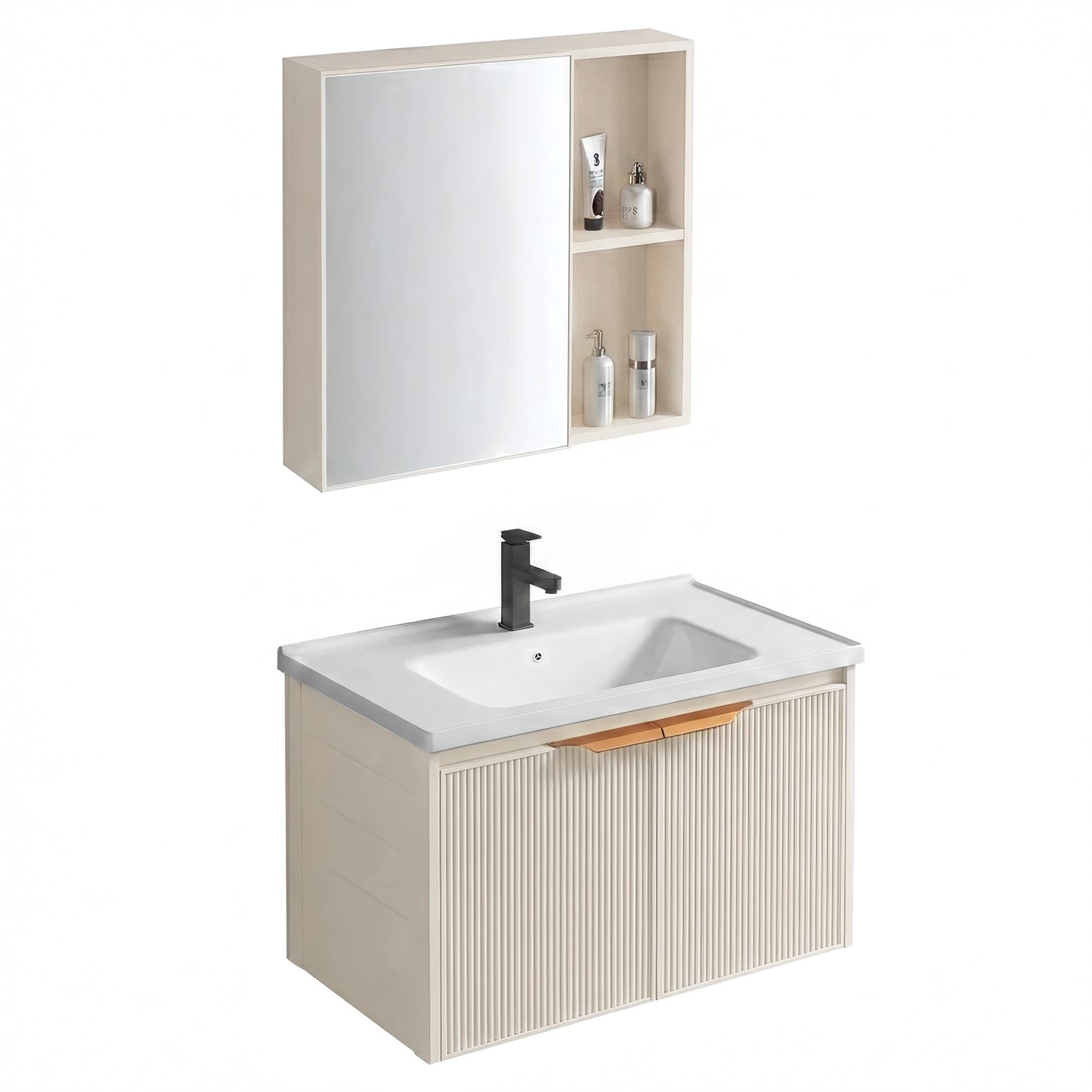 Set mobilier de baie cu lavoar Mario 60cm Beige 6