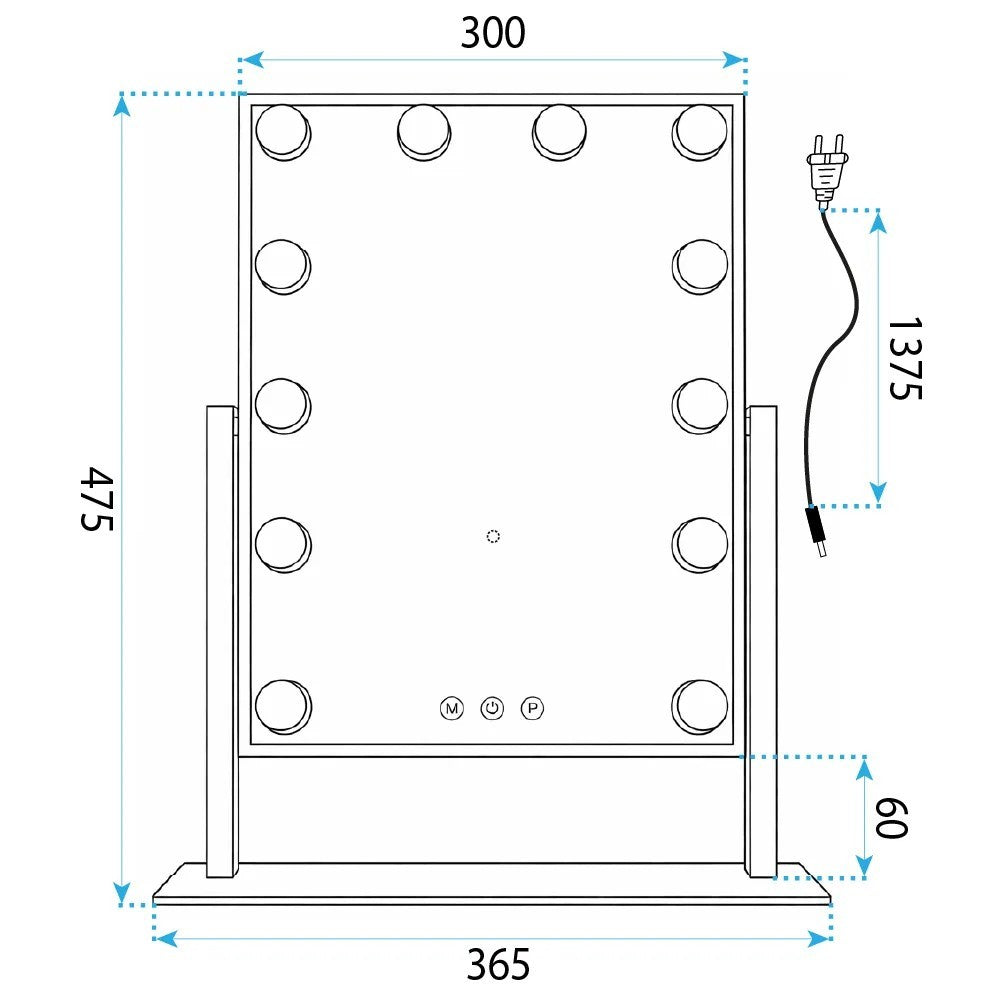 Oglindă LED HOLLYWOOD White 30x40 10