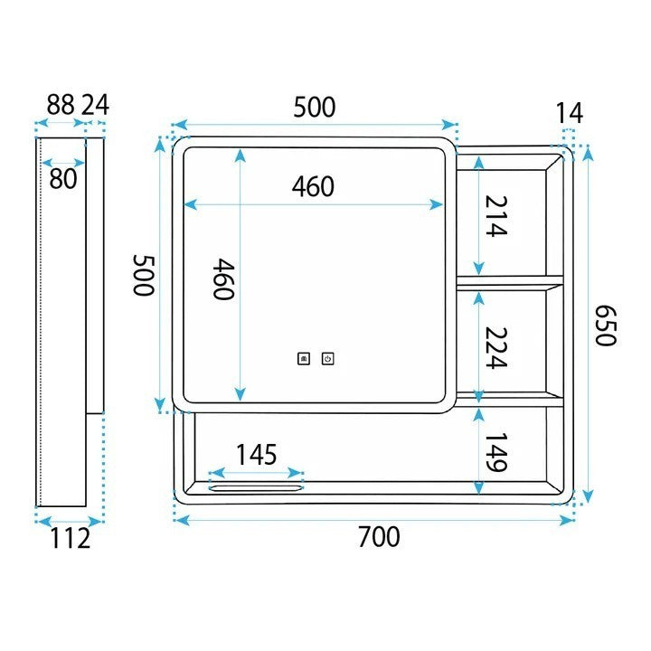 Dulap cu oglindă LED M1016-70 70x65 10