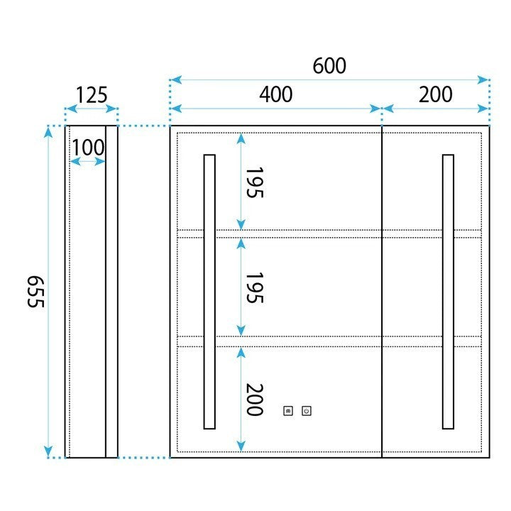 Dulap cu oglindă LED M1015-60 60x65 13