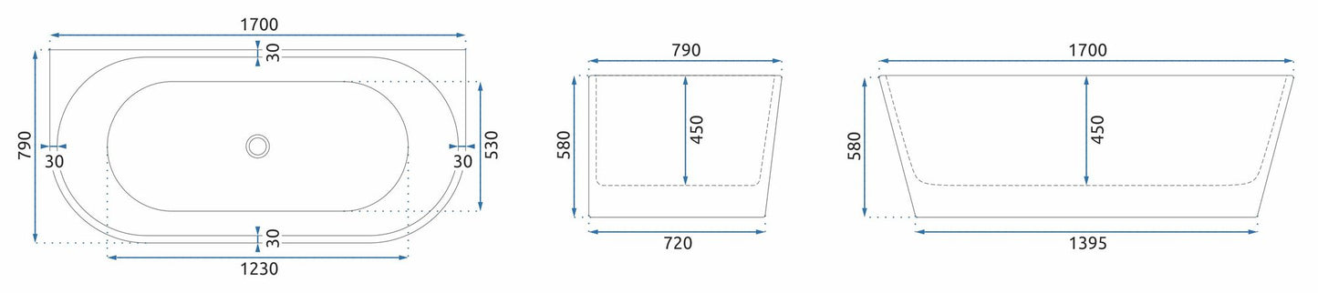 Cada din acril freestanding OLIMPIA 170cm 7