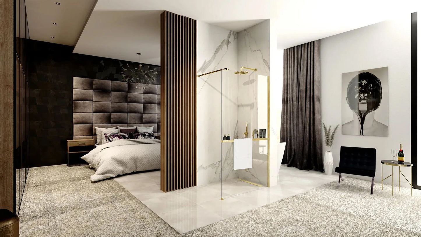 Panou de duș Rea Aero GoldBrush N 90 Walk In + EVO 2