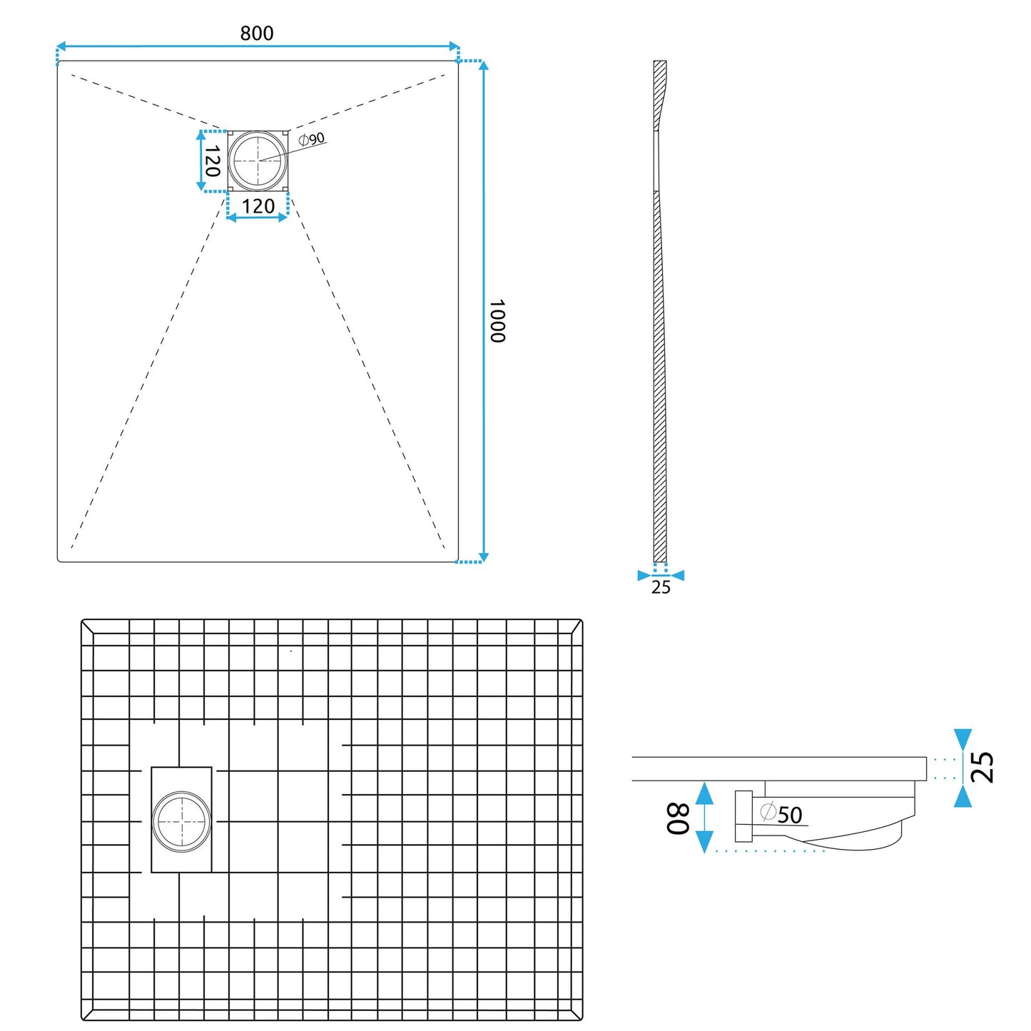 Cada de duș Magnum Black 100x80 9