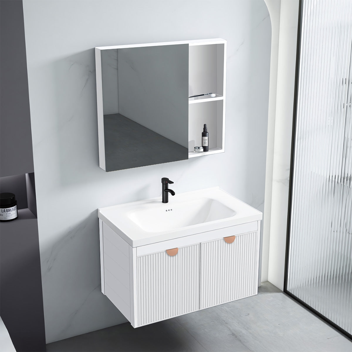 Set Mobilier De Baie Cu Lavoar Mario 60cm White 2