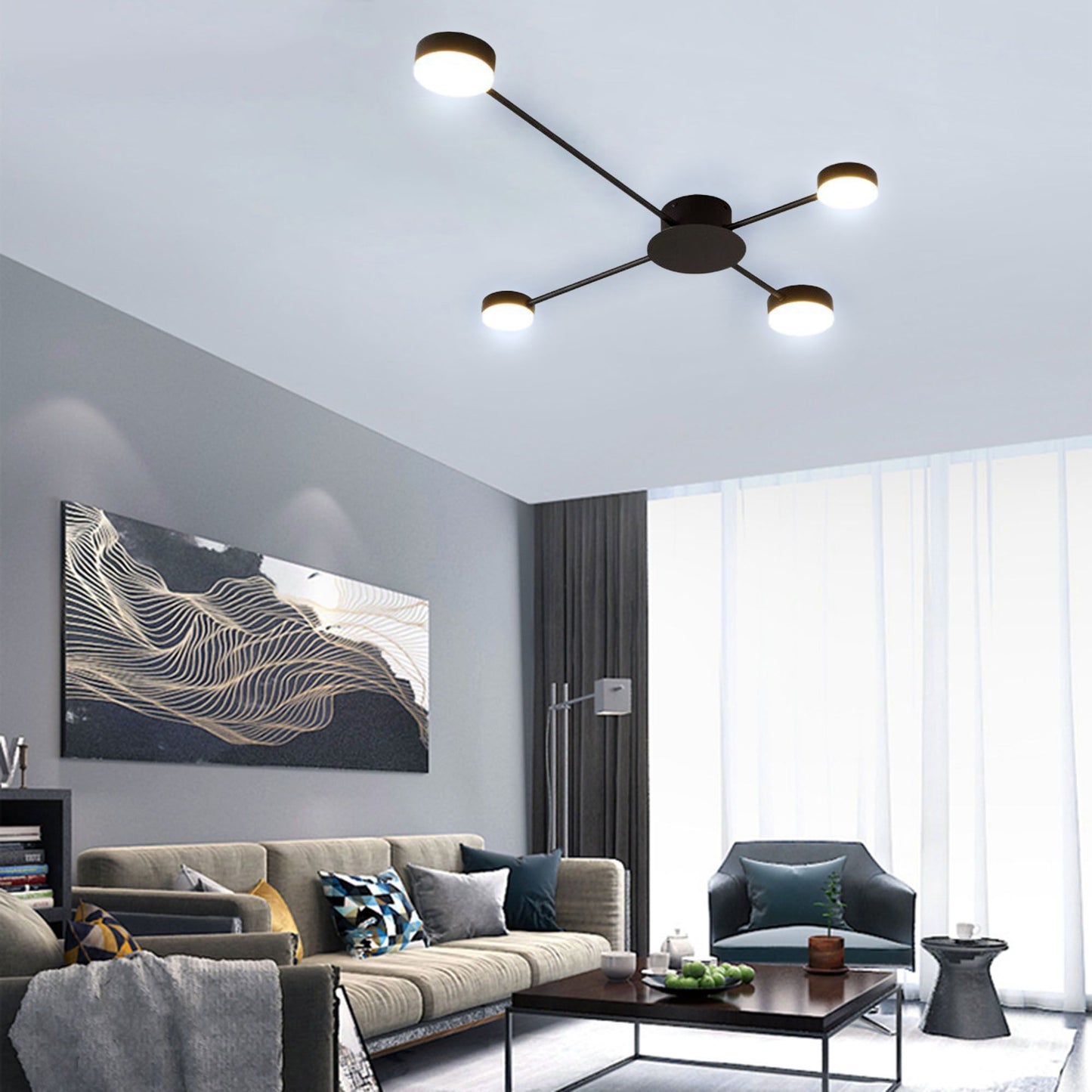 LAMPĂ MODERNĂ DE PLAFON NEGRA LED cu 4 brațe APP519-4C 2