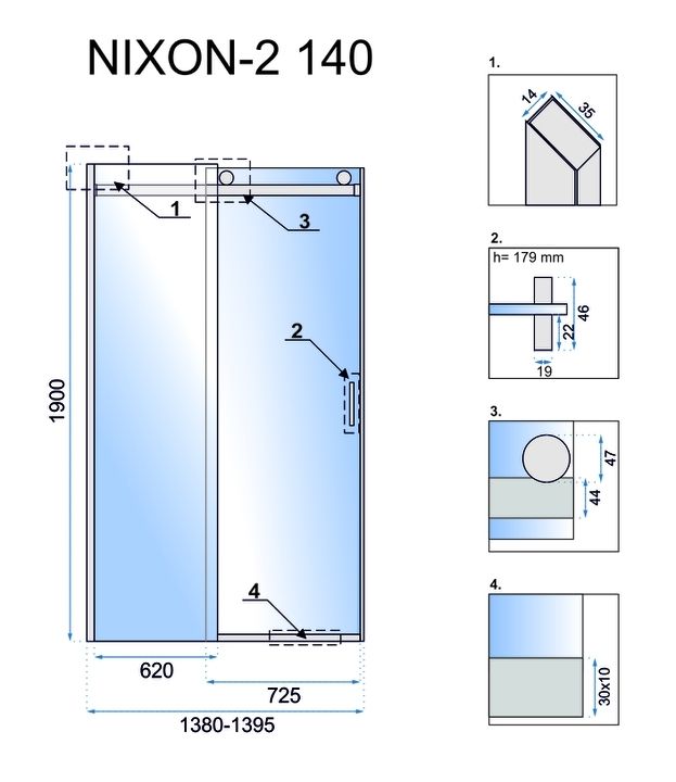 Usa pentru dus Rea Nixon-2 140 dreapta 9