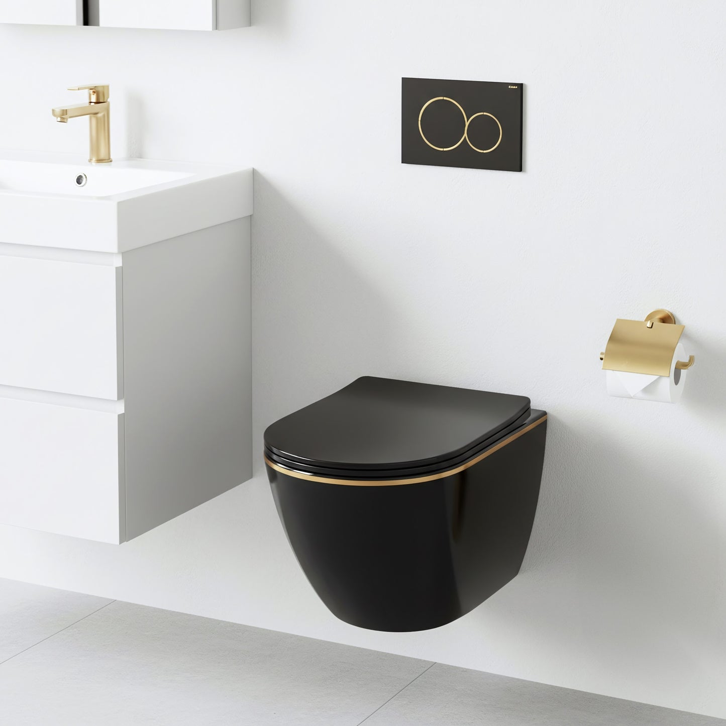 Vas Wc Suspendabil Rea Carlo Mini Tornado Black Gold Egde 9