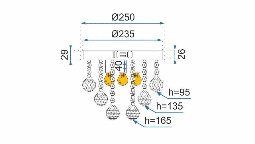 Lampă de tavan din cristal Plafond Candelabru Glamour APP403-C 5