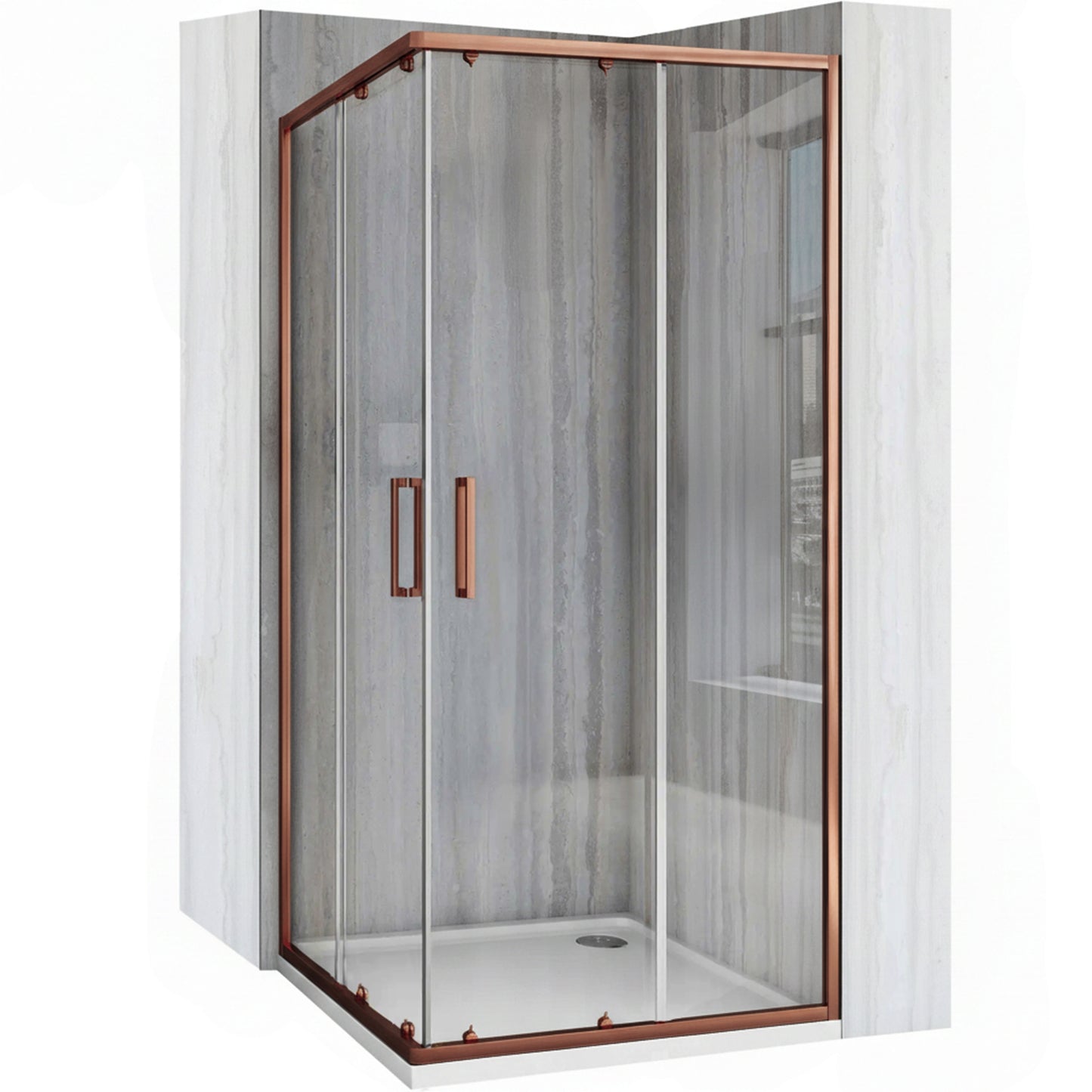 Cabina de dus Rea City 90x90 Brush Copper cu cadita Savoy black 10