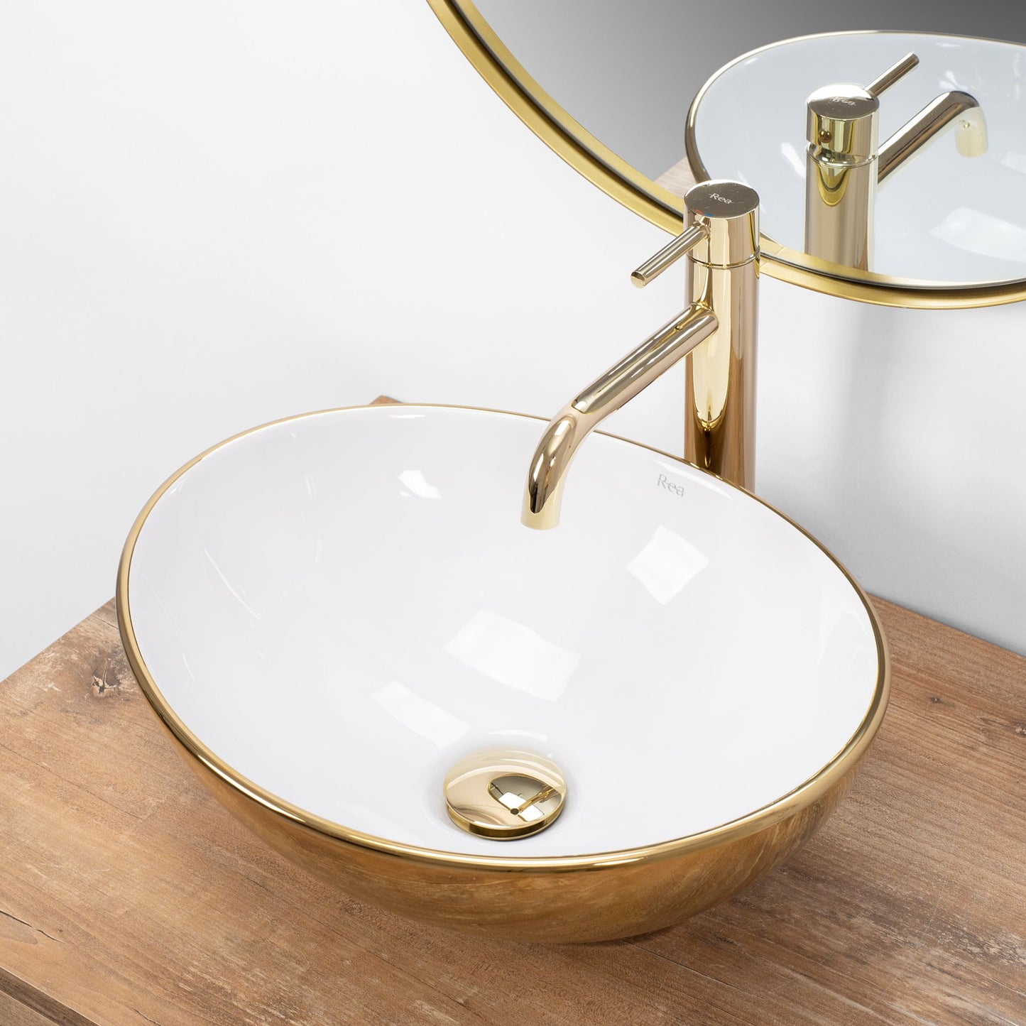Lavoar pentru blat Rea Sofia Gold / Alb 3