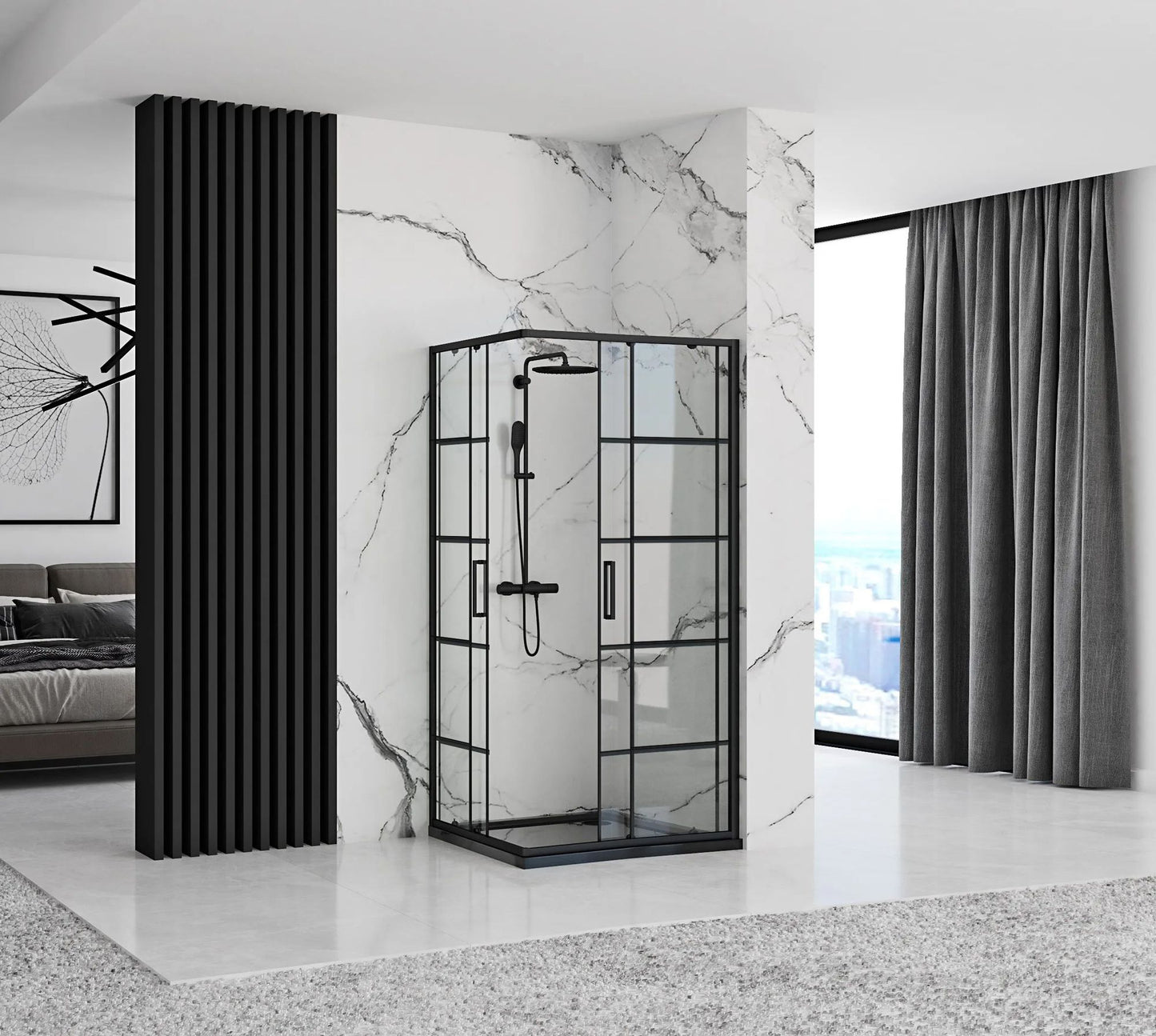 Cabina de dus Rea Concept Black 80x100 fara cadita 3