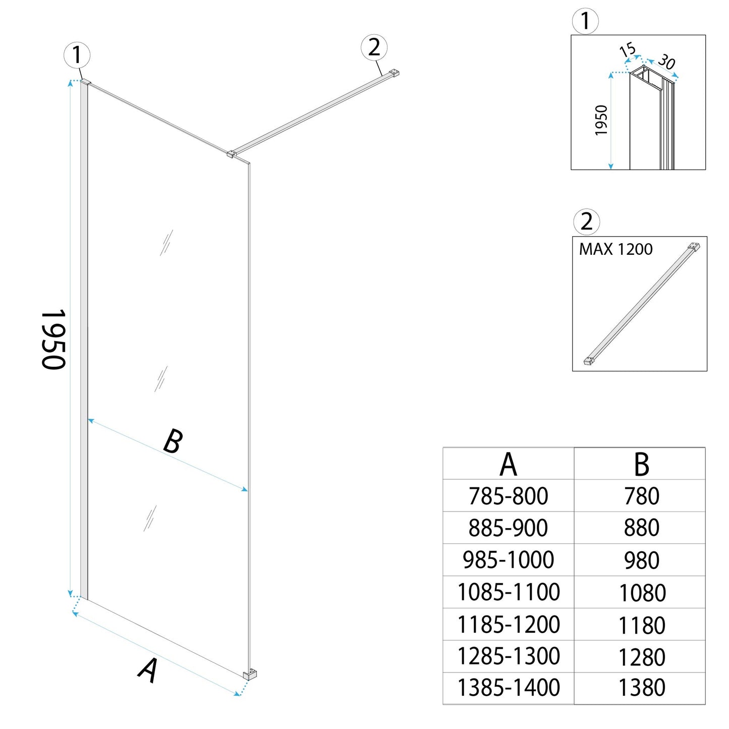 Paravan De Dus Rea Flexi Transparent / Black 100 8