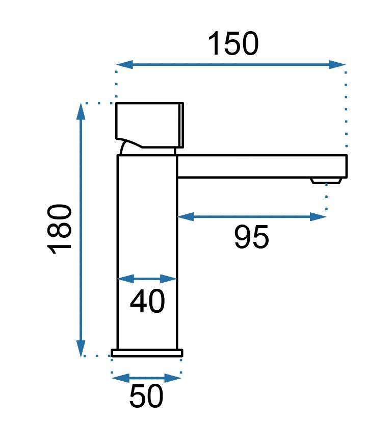 REA ICON Baterie lavoar negru înalta 10