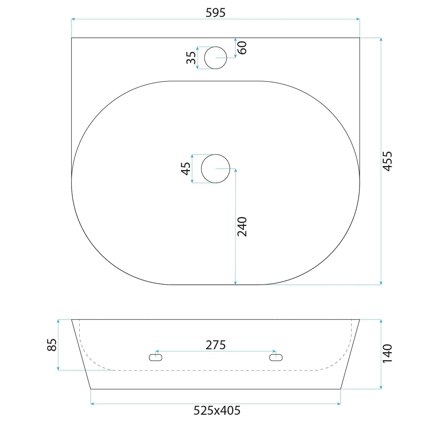 Lavoar Ceramic Pentru Blat Rea Kim 60 6