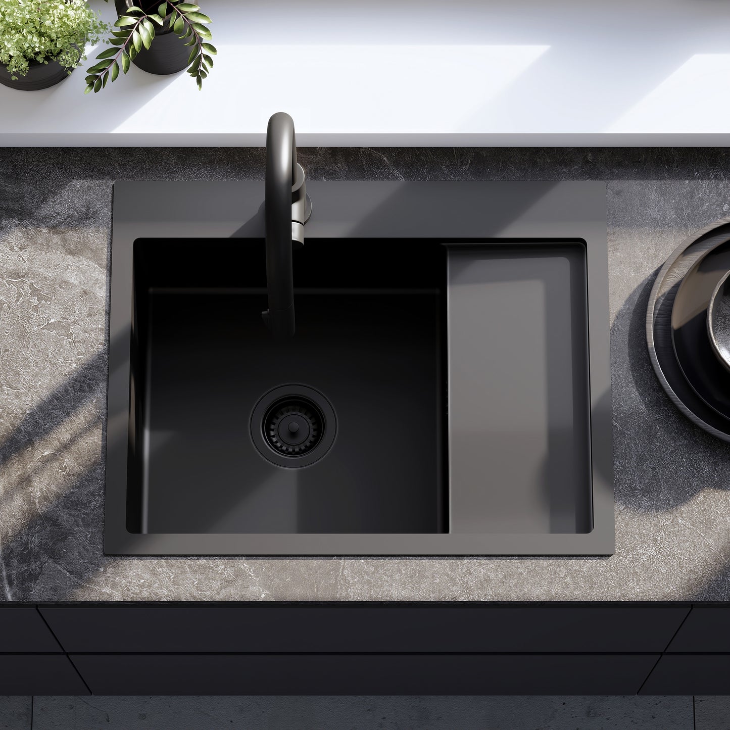 Chiuvetă Inox Fin Black fără robinet de bucătărie 3