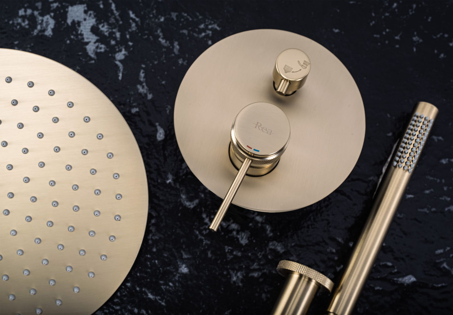 Set de dus incastrat Rea Lungo Grip Gold Brush + BOX 3