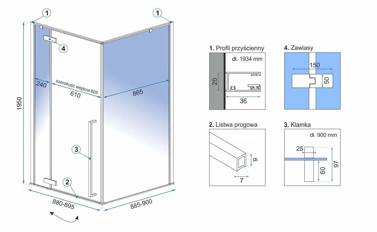 Cabina de dus Fargo 90x90 Gold fara cadita 6