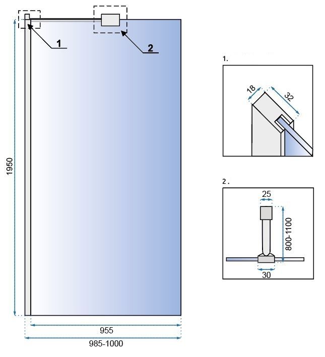 Panou de dus Rea Aero N 100 Transparent 5