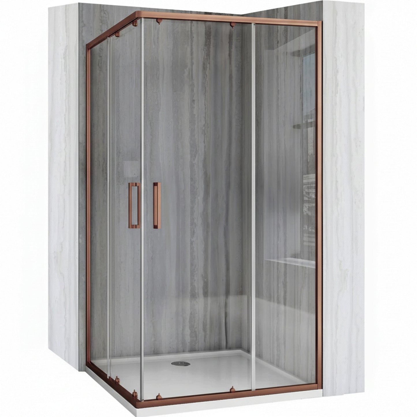 Cabina de dus Rea City 80x100 Brush Copper cu cadita Savoy 12