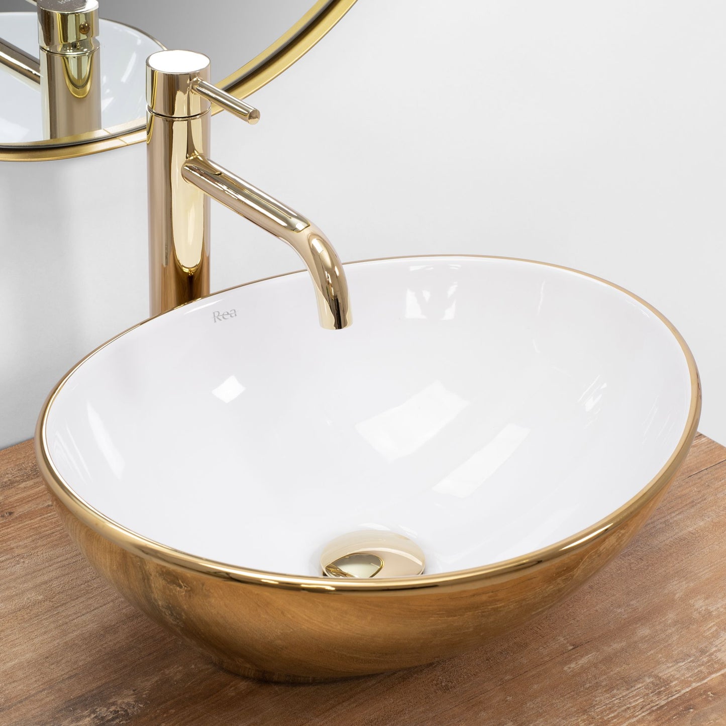 Lavoar pentru blat Rea Sofia Gold / Alb 2