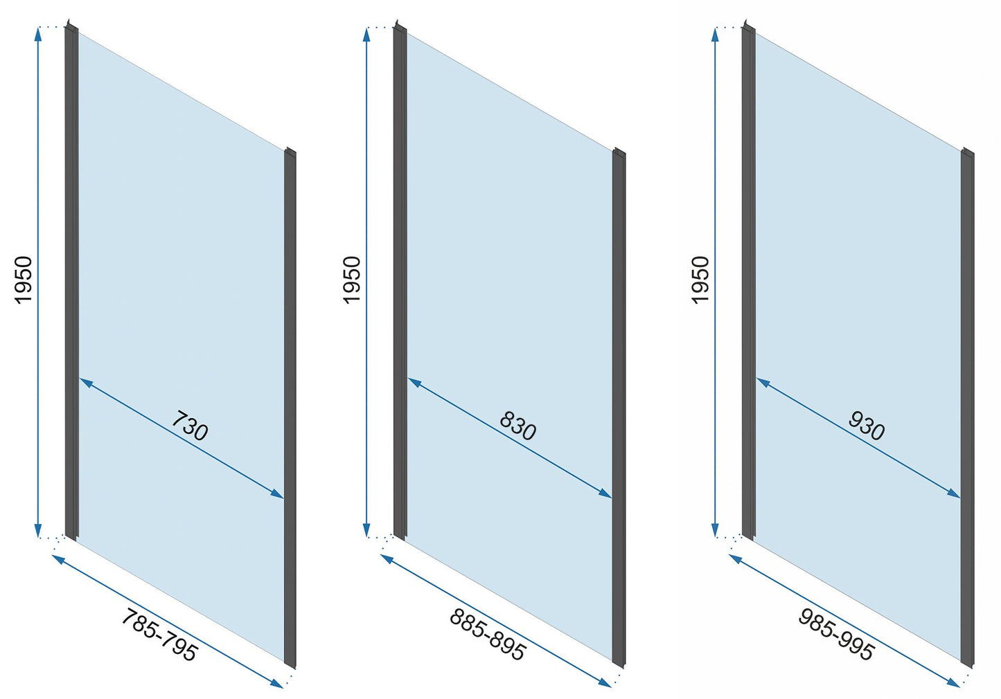 Cabina de dus de perete REA Rapid Fold Gold Usa:80 x Perete:90 12