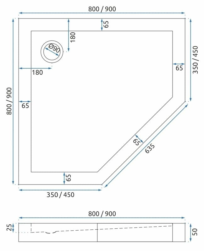 Cabina de dus DIAMOND 90x90 cm BRUSH GOLD cu cadita Diamond alb 10