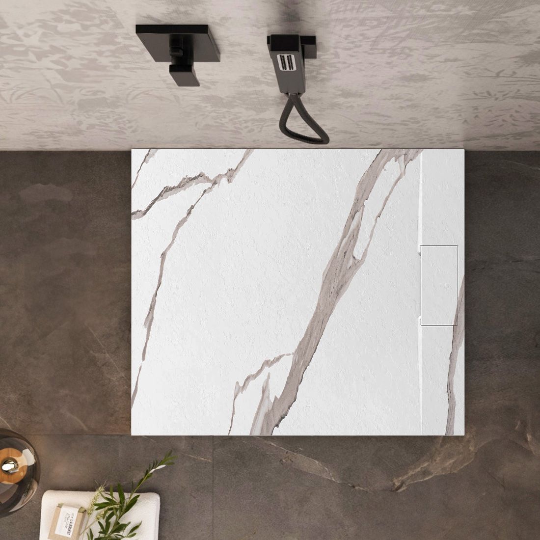 Cada de duș Bazalt CARRARA WHITE 90x90 5