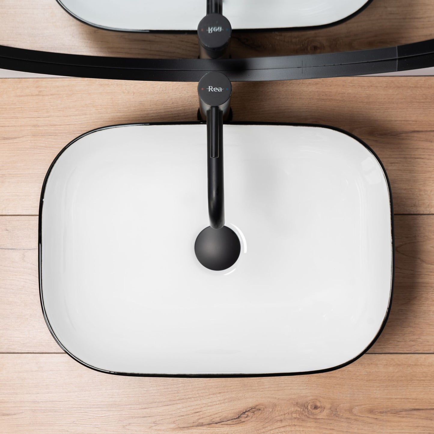 Lavoar pentru blat Rea Belinda Alb Negru White Black 4