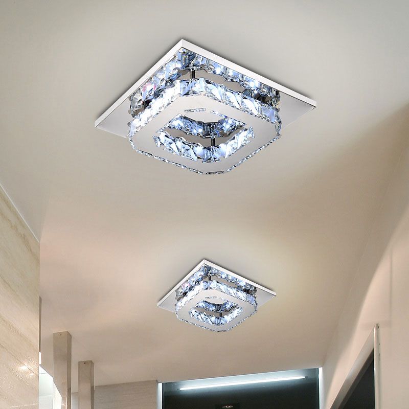 Lampă de tavan pătrată de cristal Plafond Glamour 8W APP405-C APP406-C Neutral 4000K 7