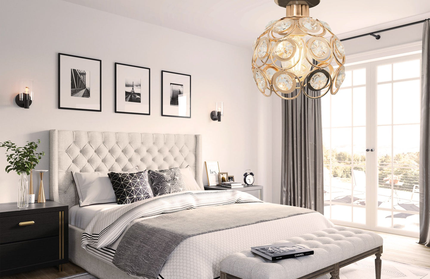 LAMPĂ ELEGANTĂ DE PLAFON APP205-1C CRISTAL AURIU 5