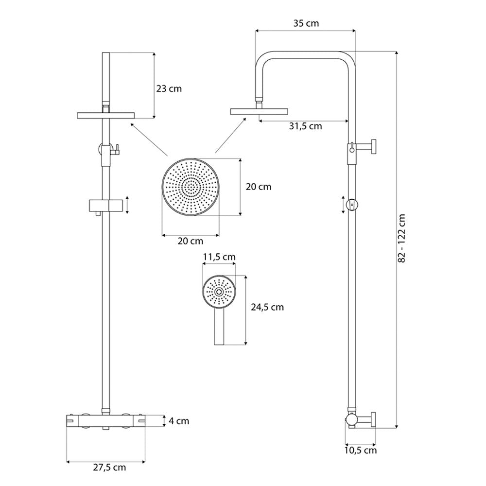 Set dus cu termostat CALANI DAYTON CHROME 6