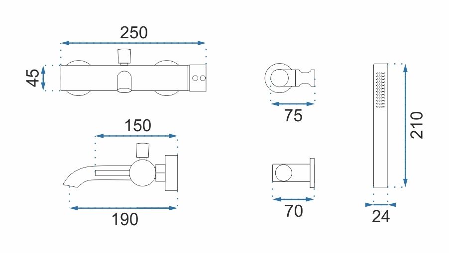 Baterie pentru cada Rea Lungo Brush Gold 6