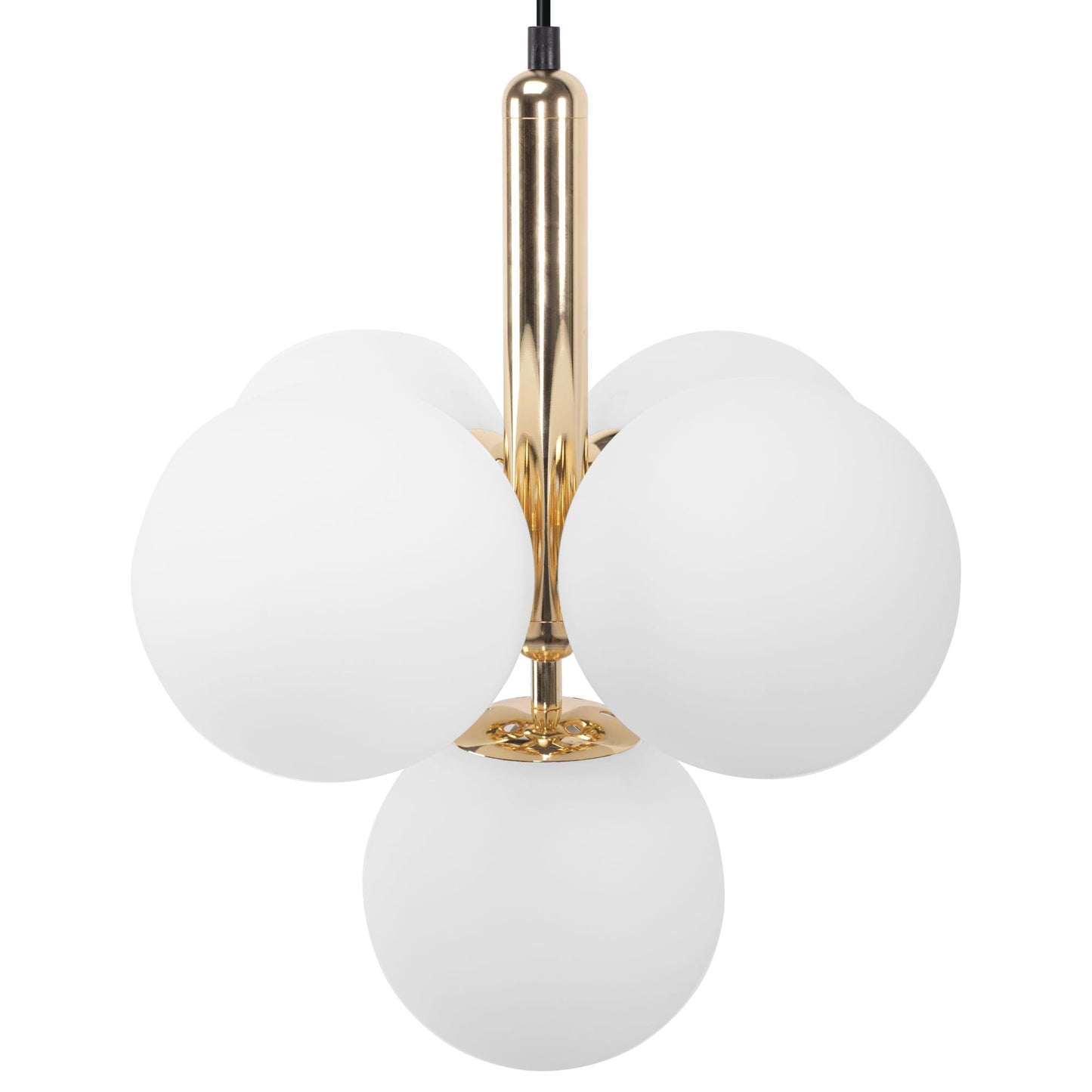 LAMPA SUFITOWA WISZĄCA ZŁOTA Z BIAŁYMI KULAMI APP1574-5CP 2