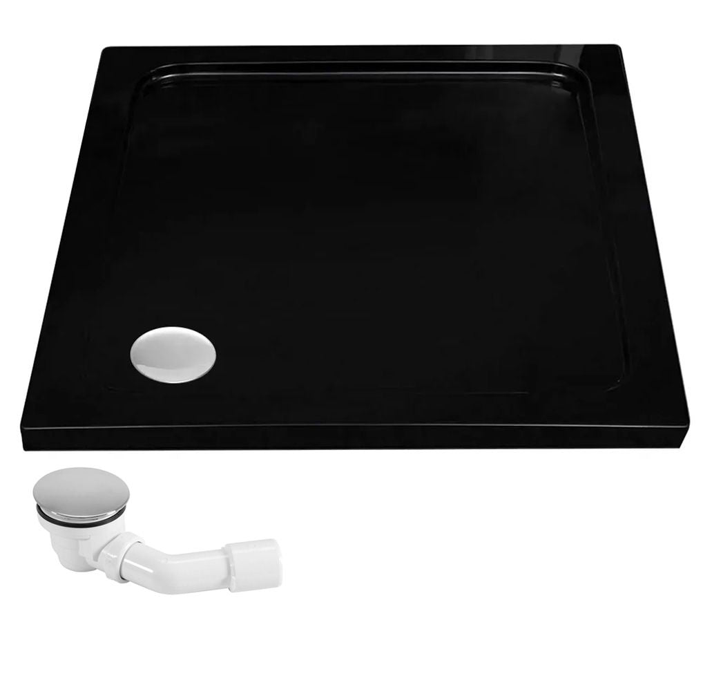 Cabina de dus Rea Punto 80x80 cm Gold cu cadita Savoy black 9