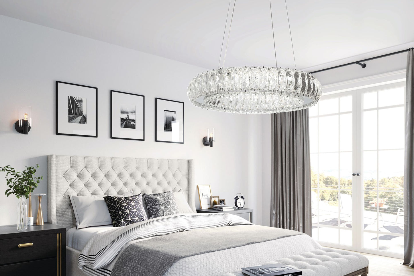 Kryształowa Lampa Sufitowa LED APP1040-CP + pilot 7