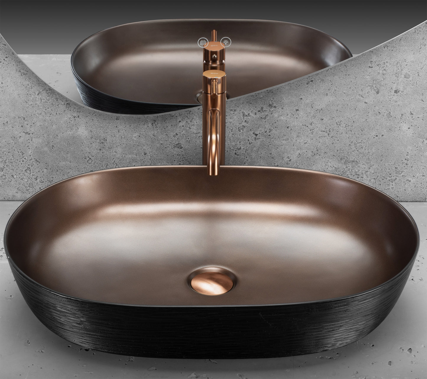 Lavoar Ceramic Pentru Blat Cleo 61 Copper Bush / Black - Rea 4