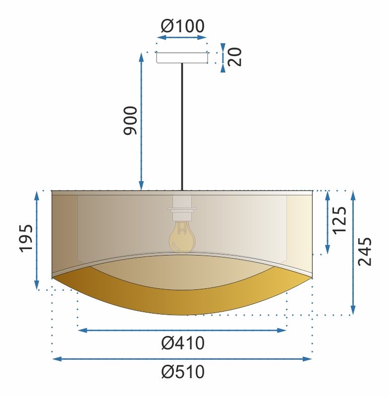 Lampă suspendată Beige Gold 50cm APP970-1CP 7