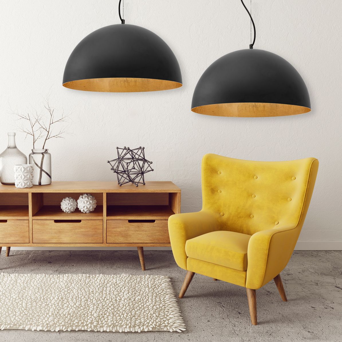 Lampă de tavan suspendată neagra 50cm APP379-1CP 6