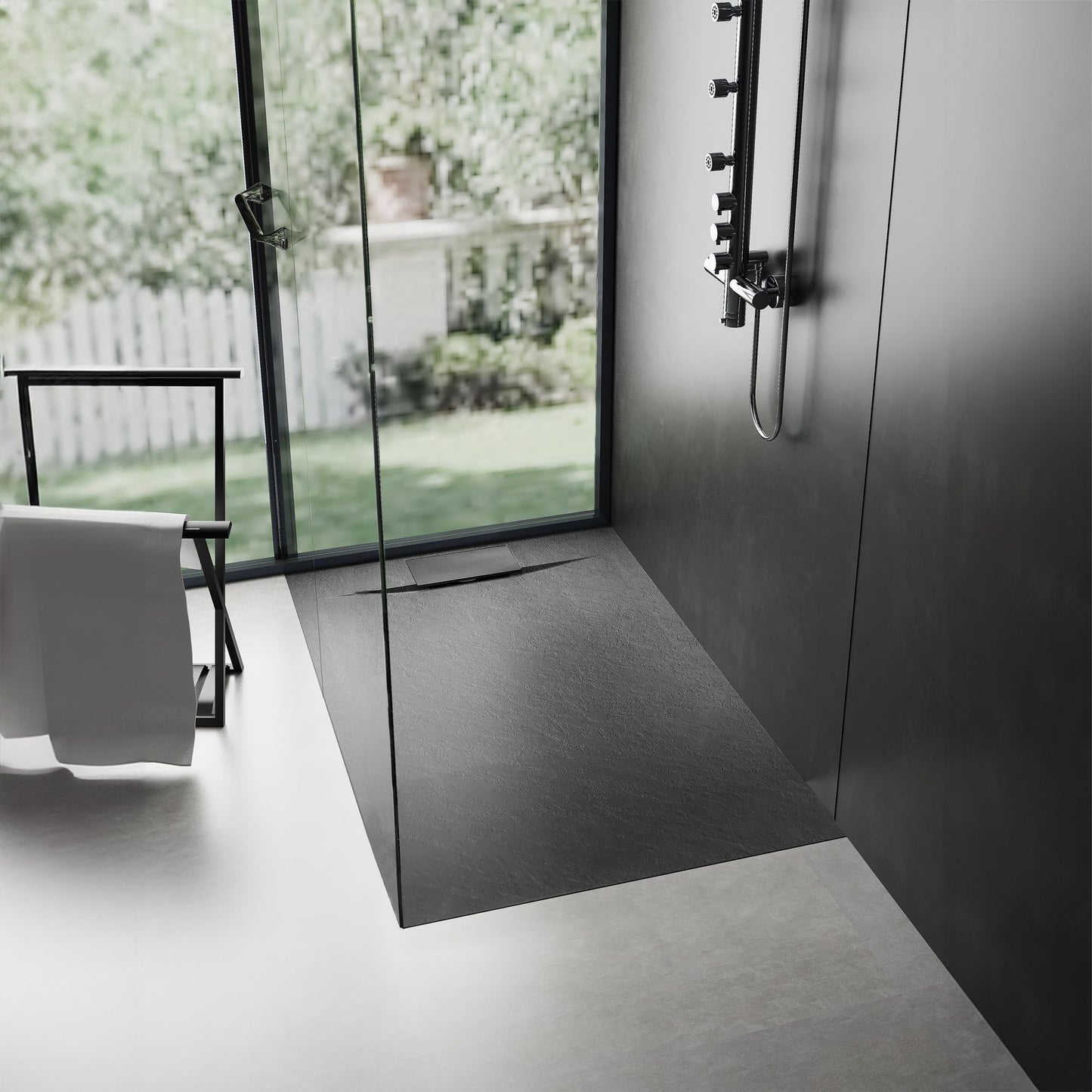 Cadita de dus Bazalt Black 90x120 3