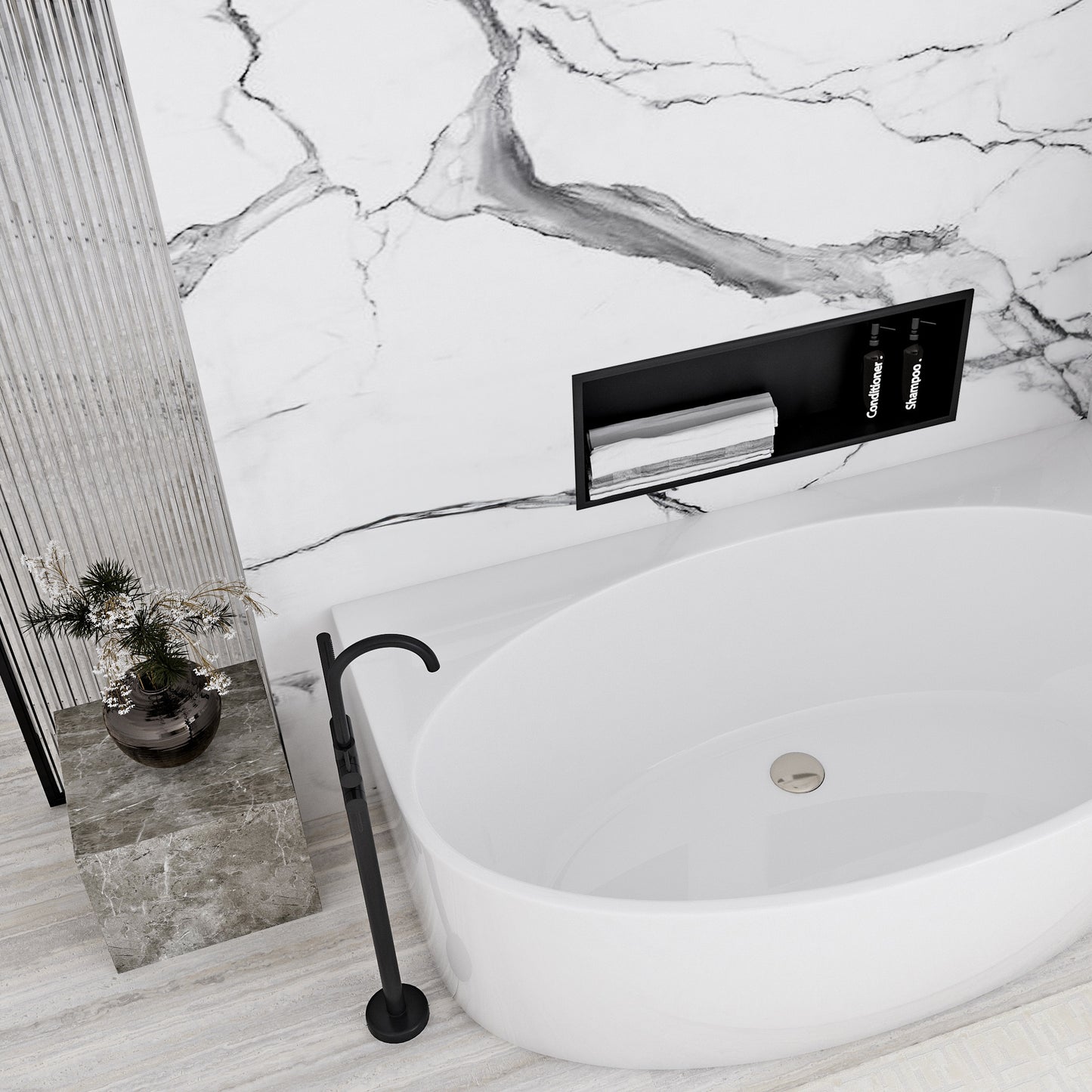 raft baie incastrat perete 30x60 black matt 6