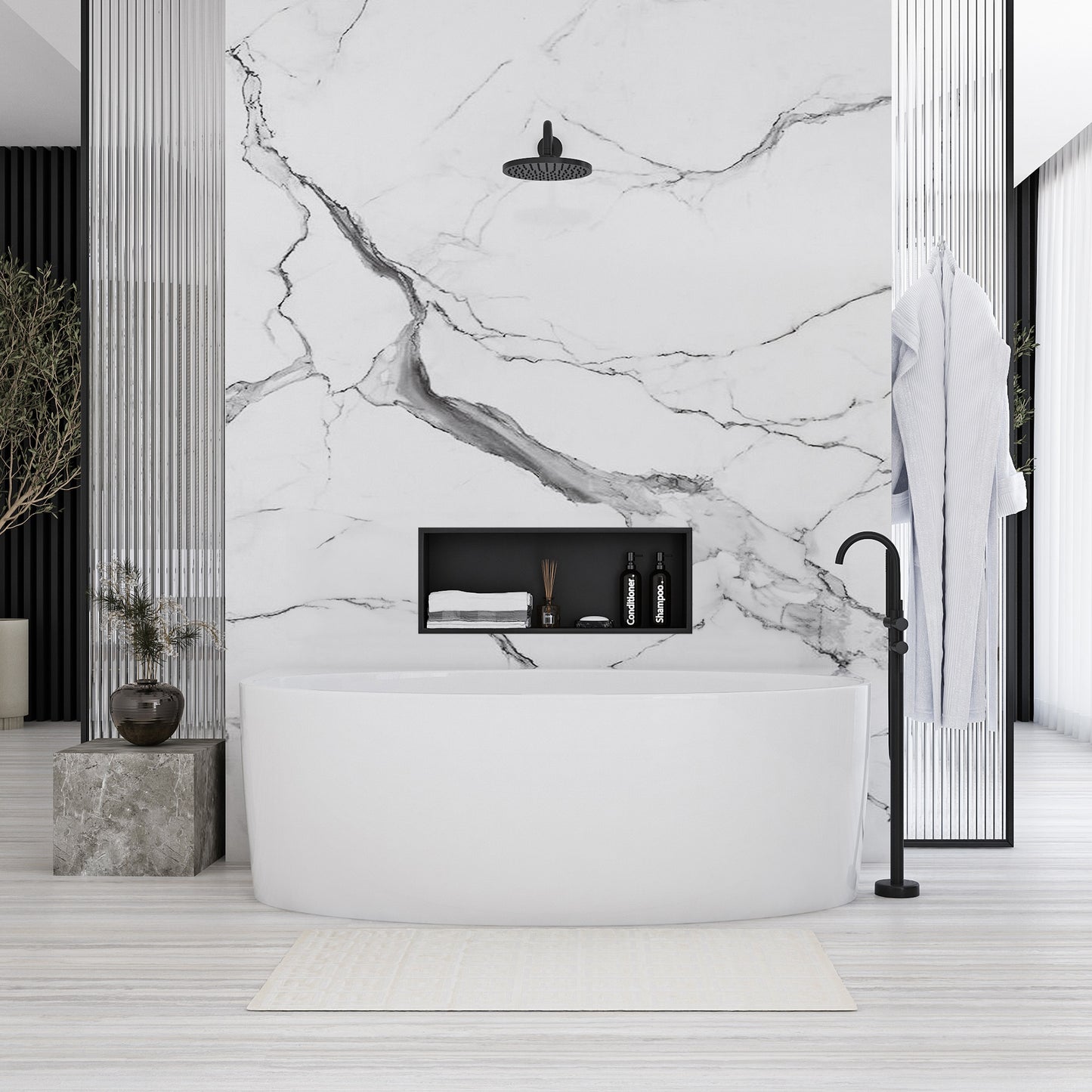 raft baie incastrat perete 30x60 black matt 3