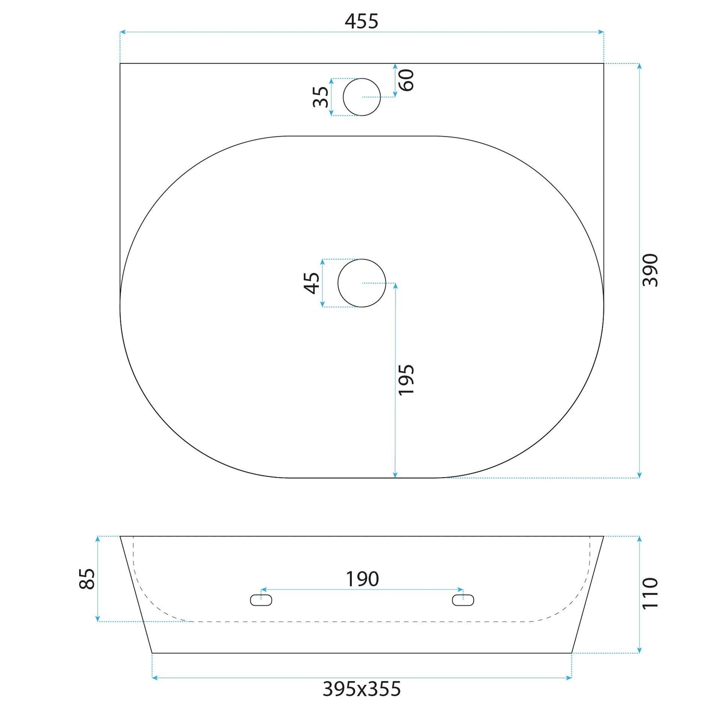Lavoar Ceramic Pentru Blat Rea Kim 46 6