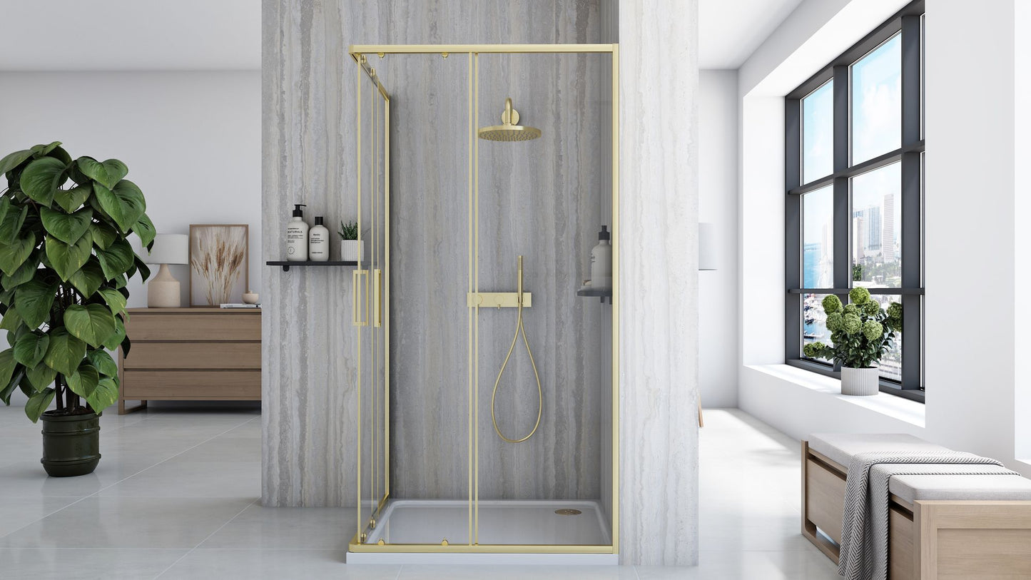 Cabină de duș Rea City 80x100 cm Brush Gold fara cadita 3